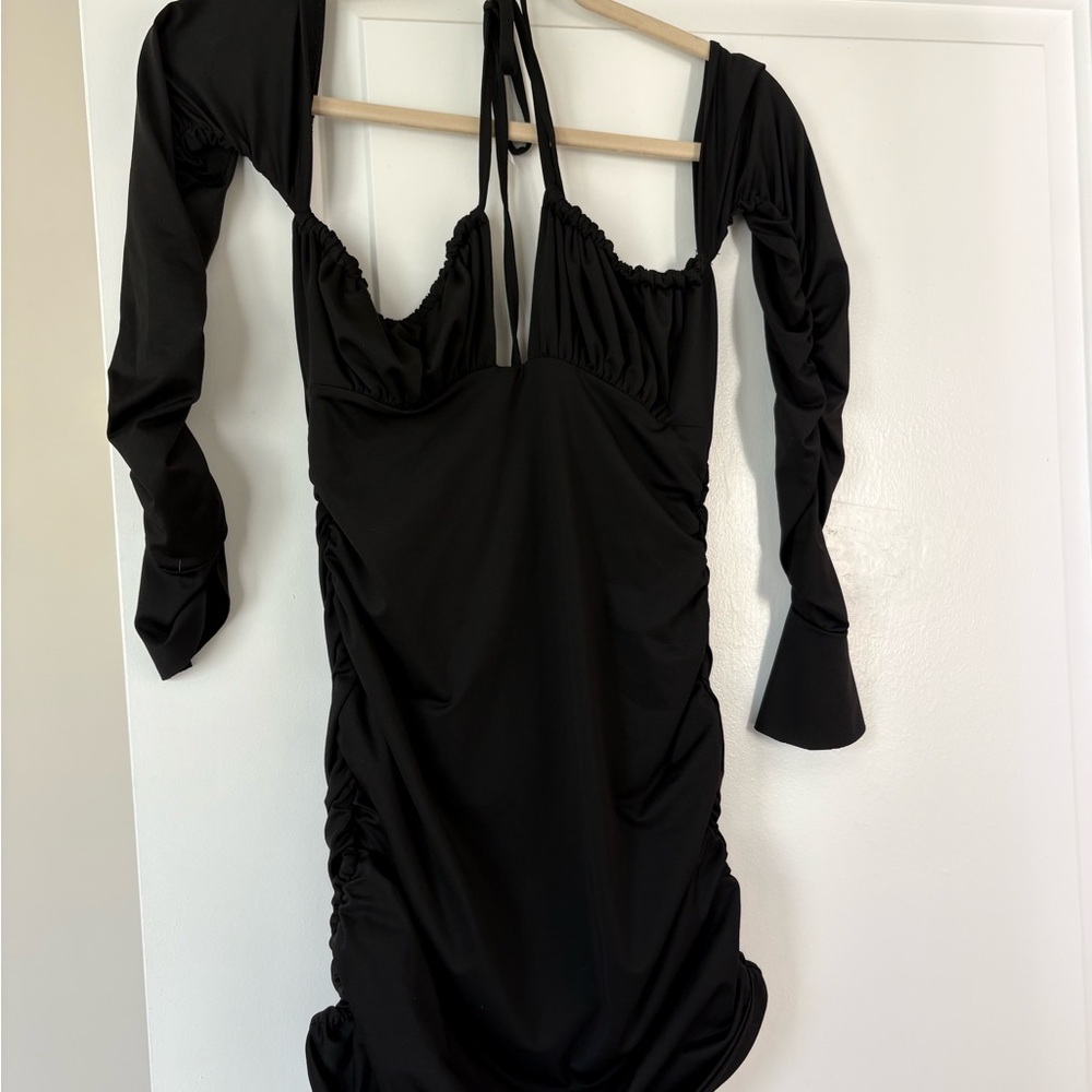 Elegant Black Ruched Dress